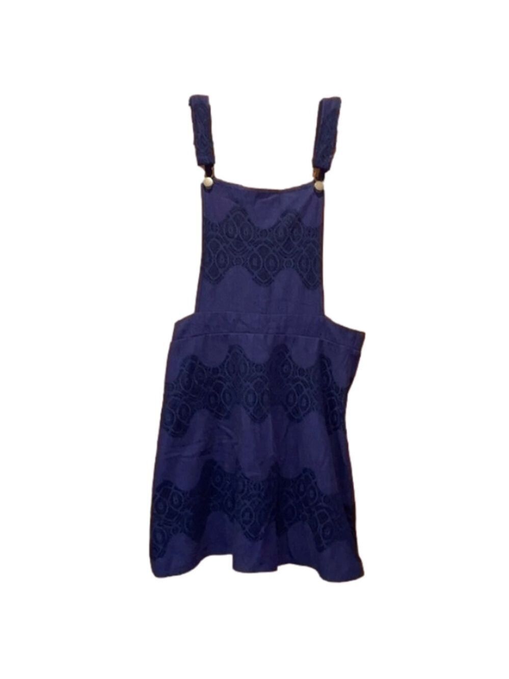 Navy Blue Lace Overall Mini Dress